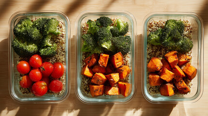 Vegan Meal Prep Containers with Quinoa and Vegetables