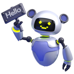 Fototapeta premium 3D Robot with Hello Board Illustration