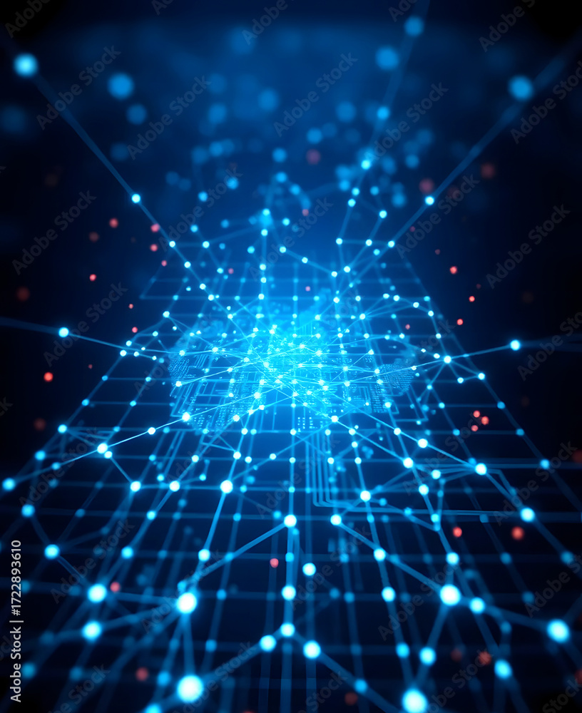 Aufkleber abstract blue circuit board futuristic with dots and lines. flow of particles. cyber futuristic tech