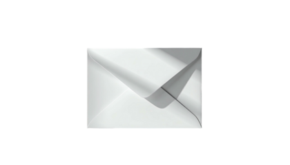 A clean, white envelope, sharply folded, casts a subtle shadow on a plain background