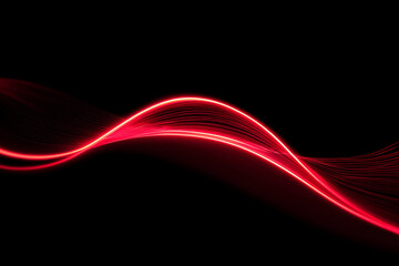 A modern minimal background featuring smooth glowing red neon wave lines against black, symbolizing energy and motion.
