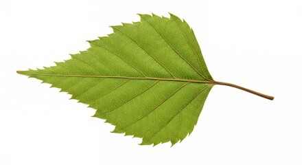 Obraz premium Single green birch leaf