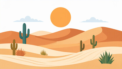Desert Dune & Cactus Abstraction