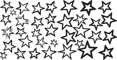 Hand Drawn Sketchy Outline Stars Pattern Background