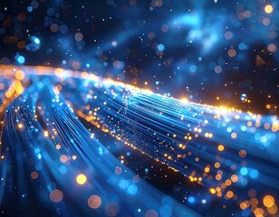 Abstract swirling energy, blue and gold