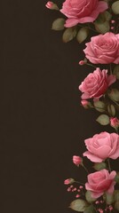 A beautiful border banner adorned with pink roses against a dark backdrop, highlighting the intricate floral design and providing an elegant touch for various creative projects