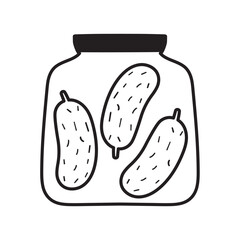 Pickle Jar. Simple and Fun Vector outline Illustration for Foodie Humor and Design.
