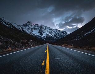Mountain road at dusk