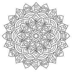 Mandala drawing, simple lines, coloring pictures
