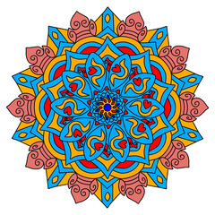 Colorful mandala drawings, fabric patterns, wallpapers