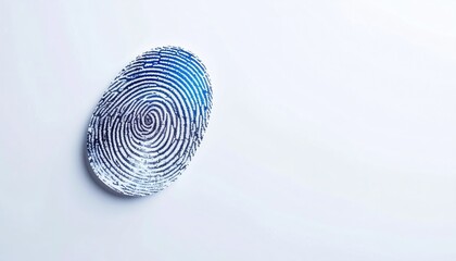 Oval fingerprint impression, light blue, white background
