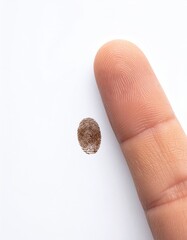 Fingerprint on white surface.  Fingertip close-up