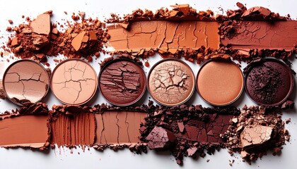 Crushed eyeshadows in warm terracotta and brown tones