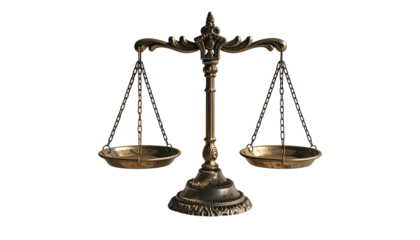 Ornate bronze-toned scale of justice