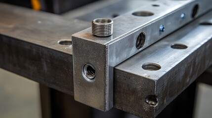 Industrial metal components with threaded fittings, a modern and detailed perspective of precision engineering