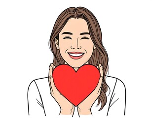 Smiling woman holding a heart