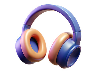 Modern Minimalist Colorful 3D Rendering of Headphones for Music Listening and Entertainment
