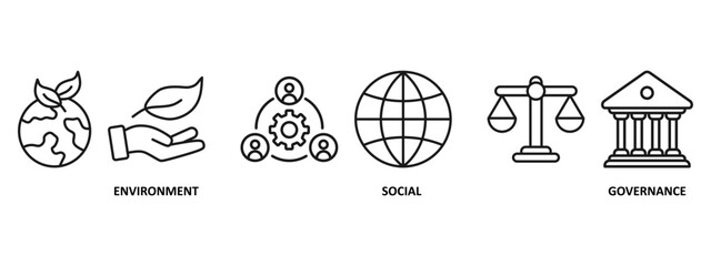 ESG banner web icon vector illustration for Environment Social Governance of corporate sustainability performance for investment screening