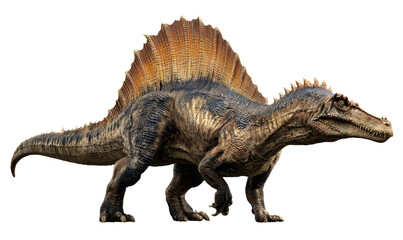 Fototapeta premium Detailed illustration of the iconic Spinosaurus with huge