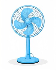 Light Blue Table Fan Illustration.