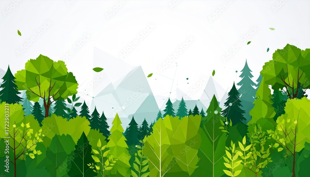 Poster vector recycling sign on abstract green paper background with geometric triangle texture