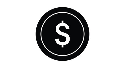 Simple black and white icon depicting a united states dollar coin
