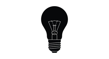 Simple black and white illustration of a classic incandescent light bulb