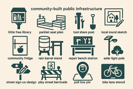 Community-built public infrastructure icons and illustrations collection