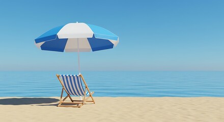 Beach Chair and Umbrella: Serene Summer Seascape