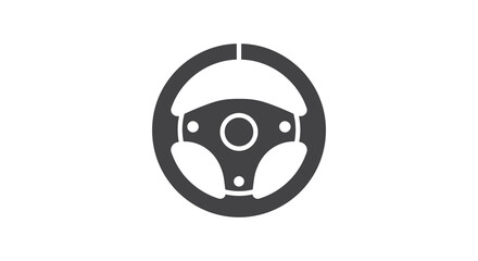 Simple black and white illustration of a vehicle steering wheel icon