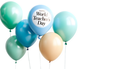 World Teacher’s Day Balloons 3d rendered, isolated on transparent background