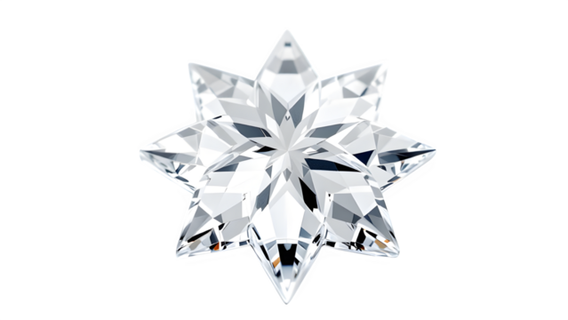 Faceted star crystal, isolated on transparent background