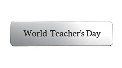 World Teacher’s Day metal badge, isolated on transparent background