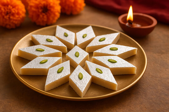 Delicious kaju katari Diwali sweets shining with festive joy