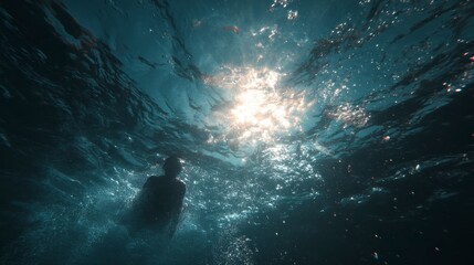 Underwater sunlight view of water body
