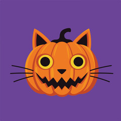 Fototapeta premium Orange Cat Pumpkin Face for Halloween cartoon