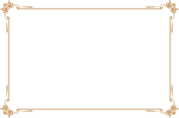 Elements of ornate vintage frames. Border gold lines isolated swirls motifs. Design print for greeting cards, wedding invitations, restaurant menu, royal certificates. Set 993
