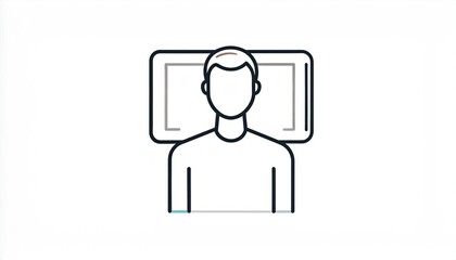 Fototapeta premium Illustration of a person lying in bed with a pillow, depicted using simple lines and a flat design style, against a clean white background