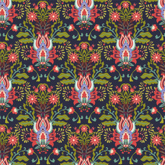 Bold Floral Symmetry Seamless Pattern