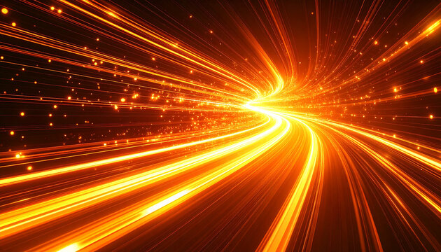 Abstract orange motion blur lines, glowing streaks, futuristic digital background, speed, technology