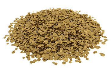 Pile of coins isolated transparent background 3d rendering
