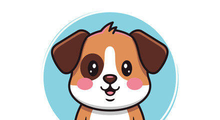 Naklejka premium Adorable cartoon dog with big eyes and pink cheeks radiating pure happiness and cuteness