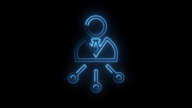 Business management neon style icon concept of teamwork and corporate structure animation - Powered by Adobe