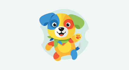 Colorful Cartoon Dog Character Welcoming with a Cheerful Expression and Playful Design