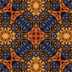 Seamless abstract pattern. Braided intricate pattern. Abstract kaleidoscope background.