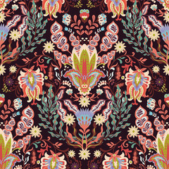 Dark Ornamental Floral Seamless Pattern
