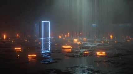 Abstract neon portal scene