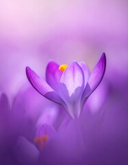 Fototapeta premium Close-up of vibrant purple crocuses