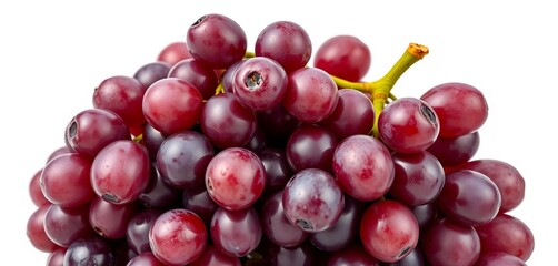 Fototapeta premium Close-up of plump purple grapes against a stark white background, juicy, nature