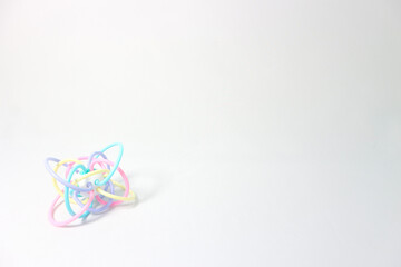 baby toys such as atomic model according to Rutherford's theory in chemistry lessons, isolated on white background